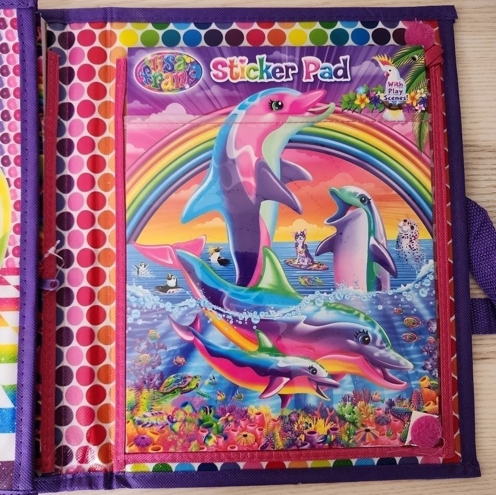Lisa Frank Tri Fold Portfolio Art Sticker Case
